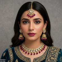LNSH00231 ANI Marquise/Square Stone Pearl Drop Rajwari Necklace Set - LNSH