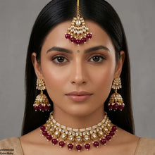 LNSH00236 ANI  Marquise Flower Pearl Drop Rajwari Necklace Set - LNSH